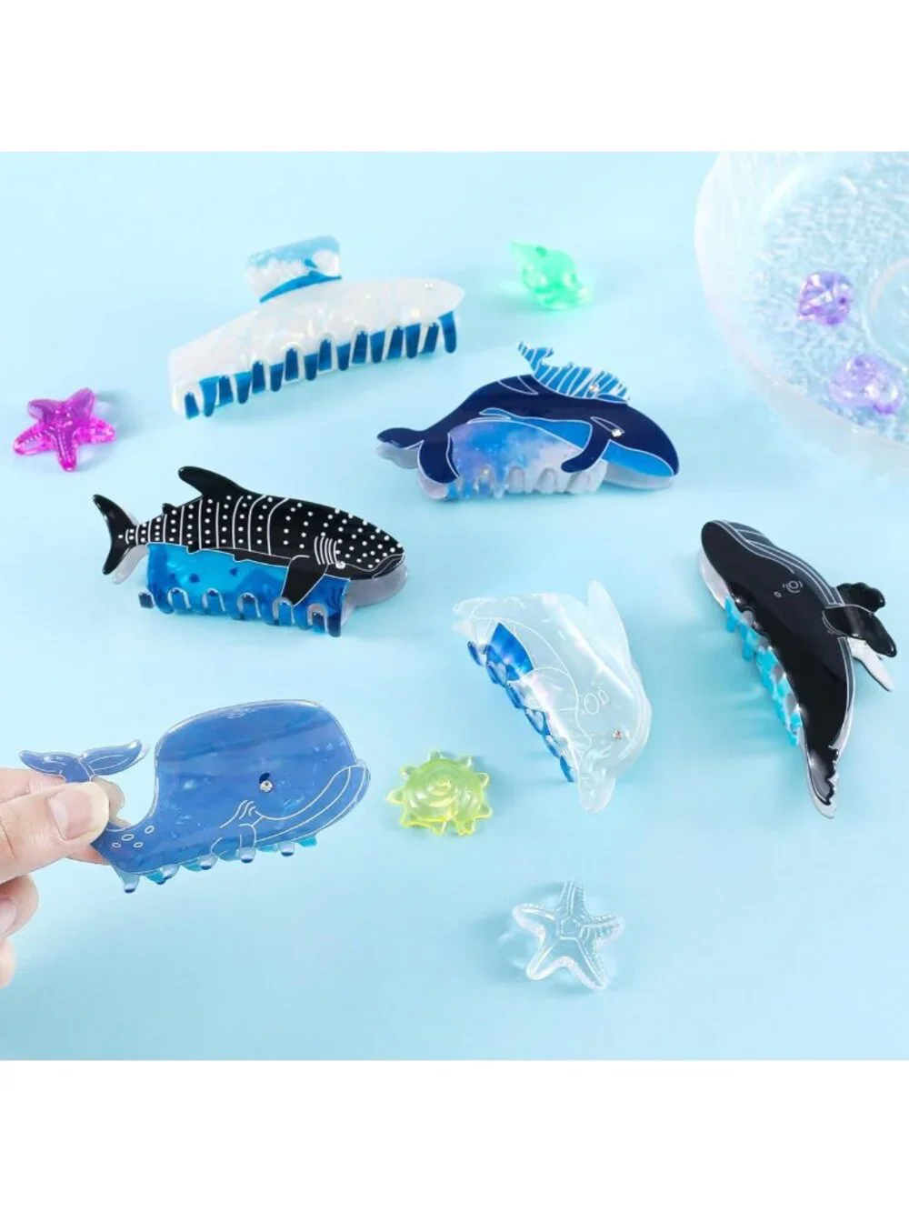 Cute Sea Animal Hair Clips Set | Large Ocean Claw Clips for Thick/Thin Hair